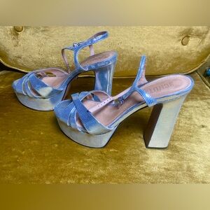 SCHUTZ Metallic Silver Platform Heels